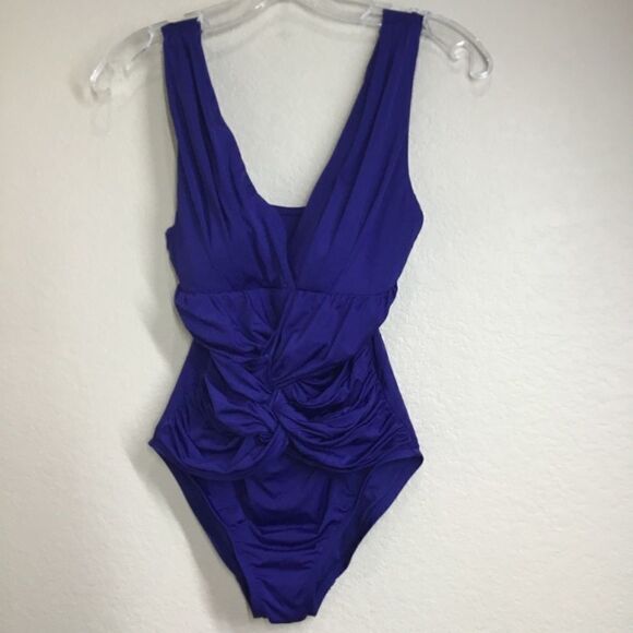 Badgley Mischka Drape Sash Maillot Bathingsuit D9 - Picture 3 of 7